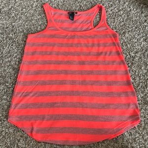 Bright coral and grey striped tank